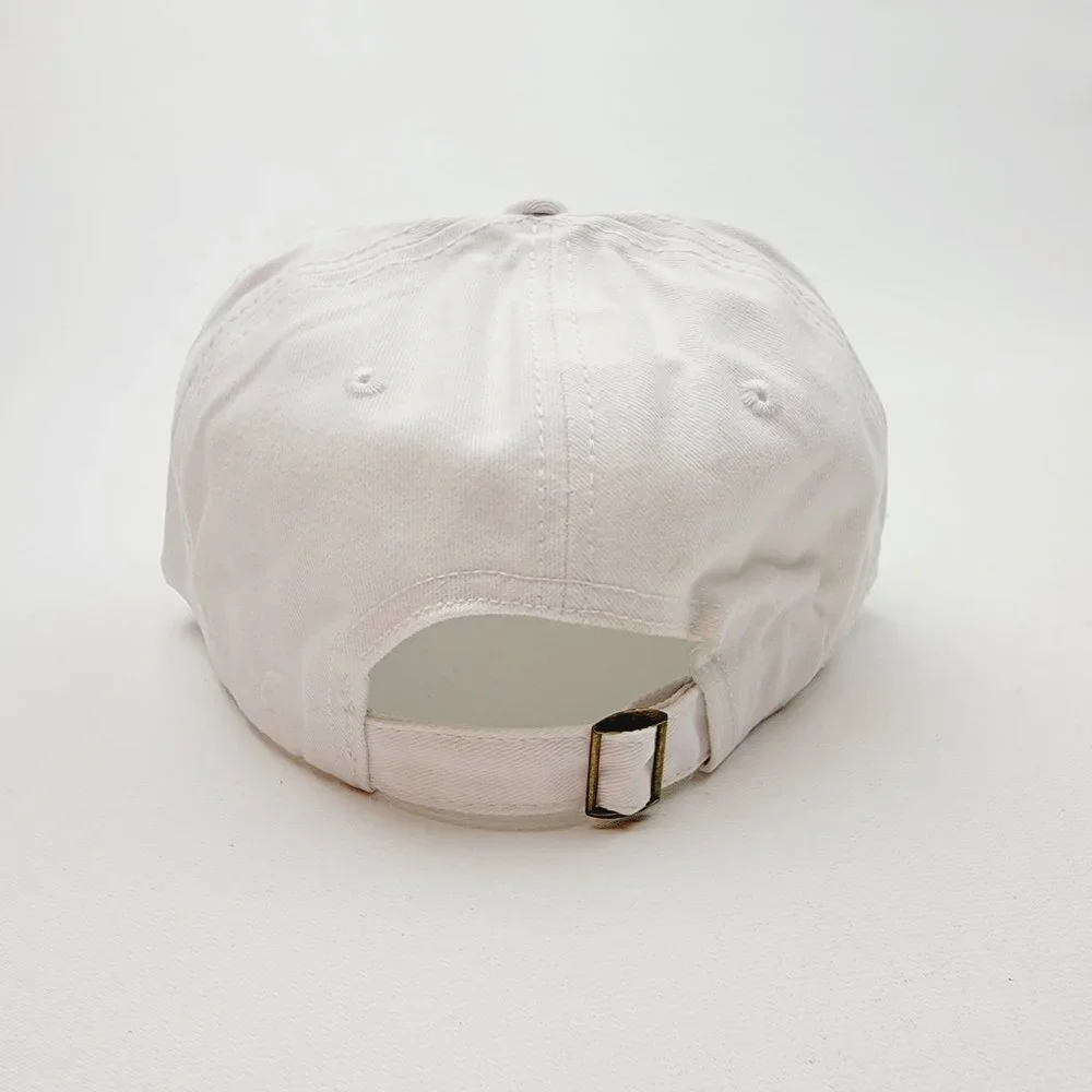 Dog Mom Distressed Relaxed Buckle Strap Full Cover Baseball Hat Cap White